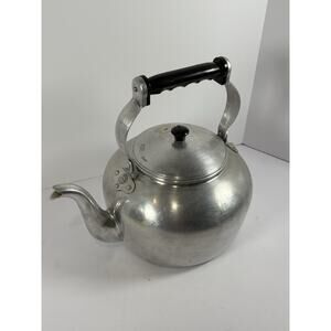 Vintage Crocodile Brand Aluminum Tea Kettle Stove Top Teapot Black Handle